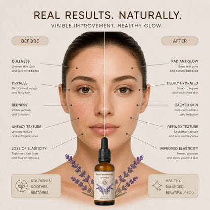 Rejuvenating serum with lavender essential oil for the face