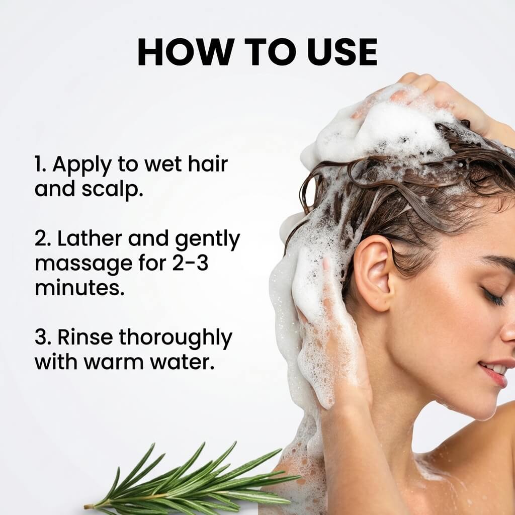 Shampoo with Natural Oils & Rosemary Essential Oil for Hair Strength and Volume